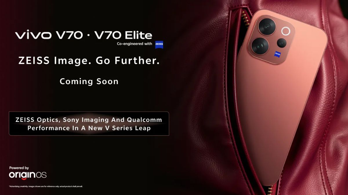 Vivo V70 और V70 Elite का ऑफिशियल इमेज जिसमें ZEISS कैमरा और प्रीमियम डिजाइन दिख रहा है