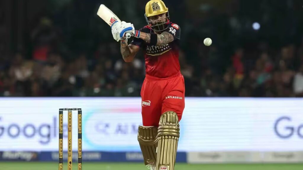 Virat Kohli cover drive shot in RCB vs SRH IPL 2026 match